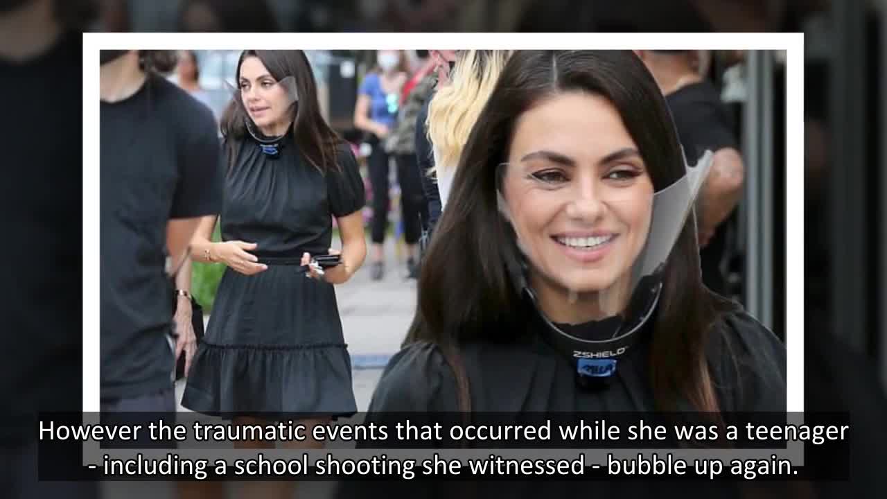 Mila Kunis wears a face shield as she is seen for the first time on the Toronto set of the film Luck