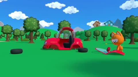 Colored Eggs crashed Kote Kitty's Car - Kote Kitty Eggs cartoon for Kids