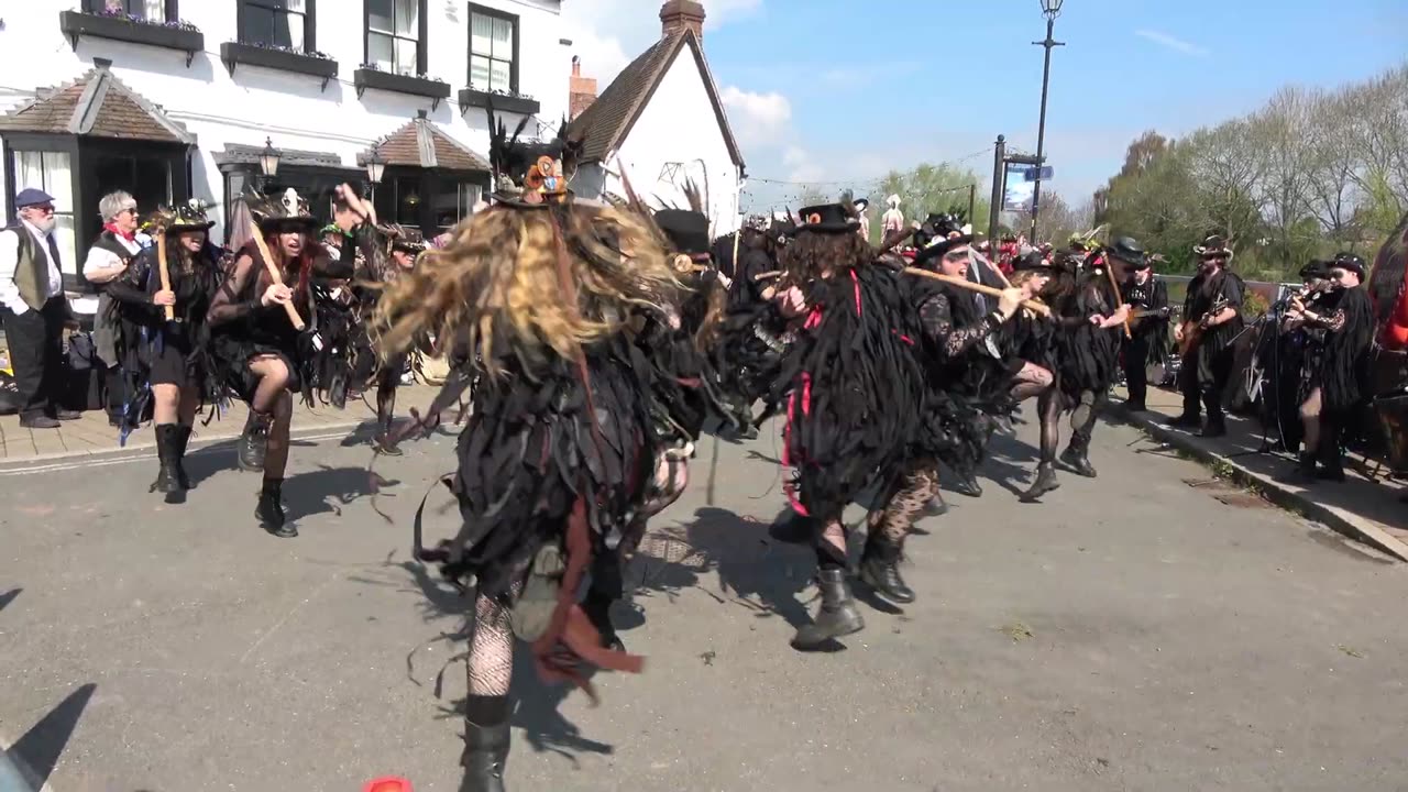 Beltane Border Morris dance White Ladies Aston at Upton upon Severn Folk Festival 2023