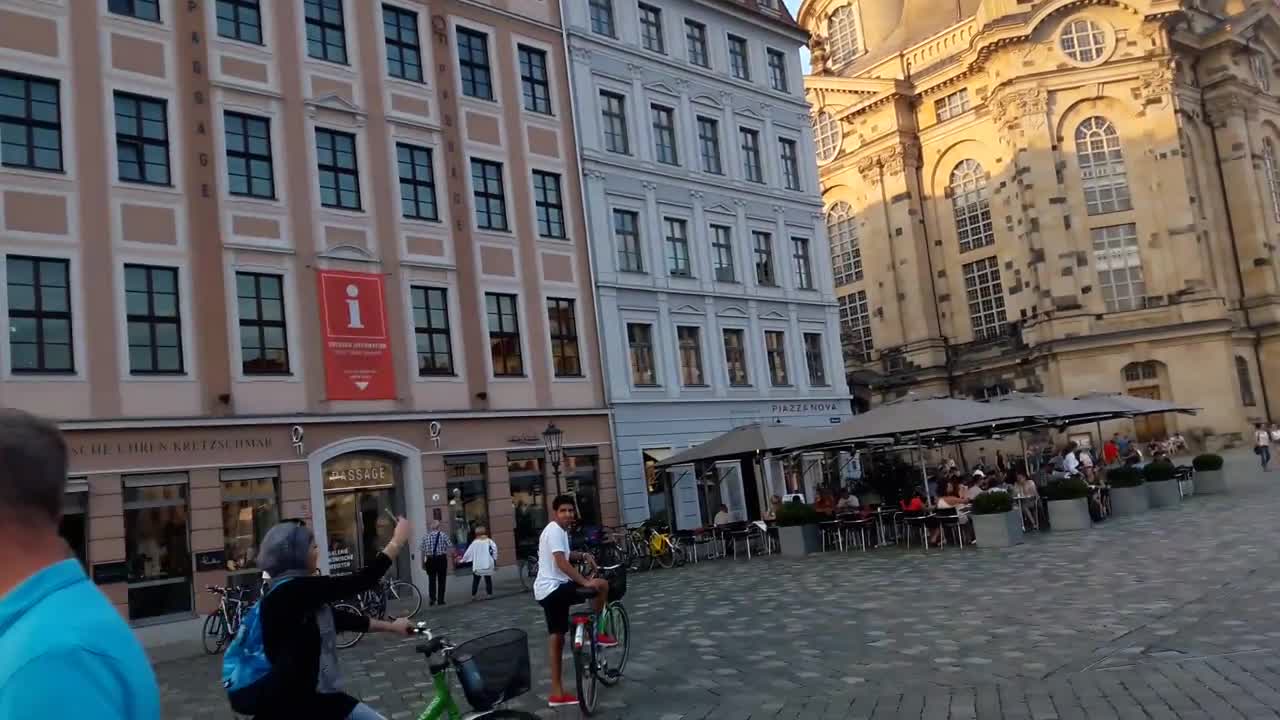 Frauenkirche and Neumart with Martin Luther statue in Dresden, Germany.