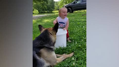 Children like playing with animals