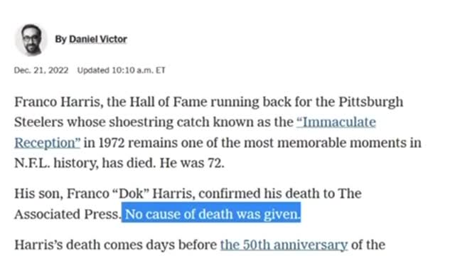 Franco Harris Tells everyone to “Get Vaccinated.” RIP Franco.