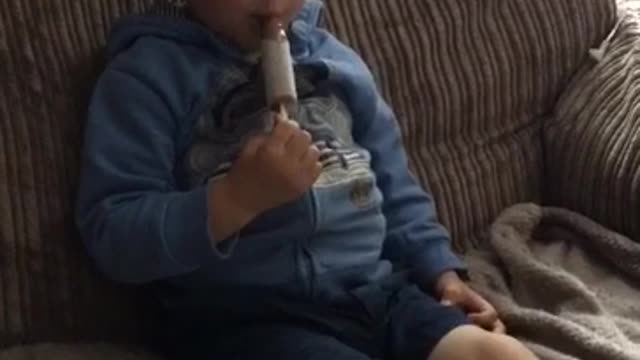 2 year old fights sleep to eat ice cream