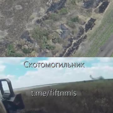 Dual POV footage of a group of Ukranian soldiers being targeted by a Russian FPV drone