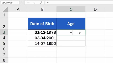 How to calculate age using a date of birth in excel?