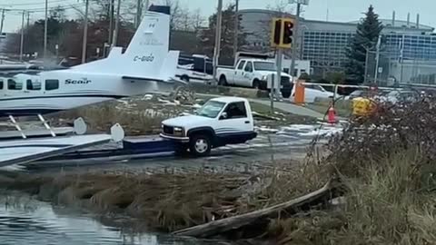 1/2 of a truck launching a Seaplane??