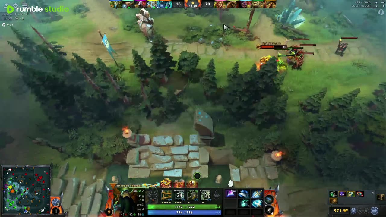 Dota 2 Nature Phrophet Mid lane as pos 2