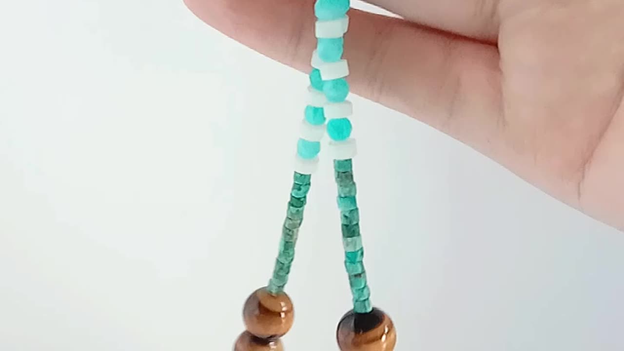 Natural turquoise pendant TigerEye 3mm faceted Amazonite blue beads gemstone necklace