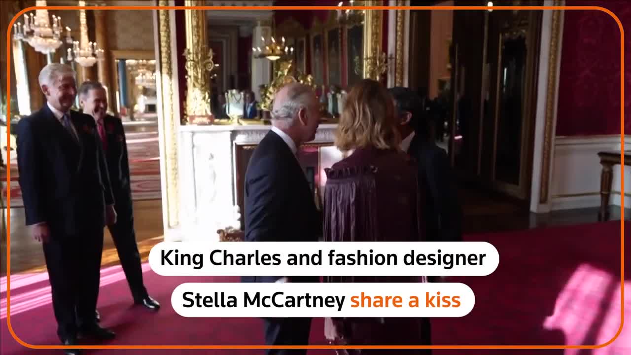 Stella McCartney greets King Charles with a kiss