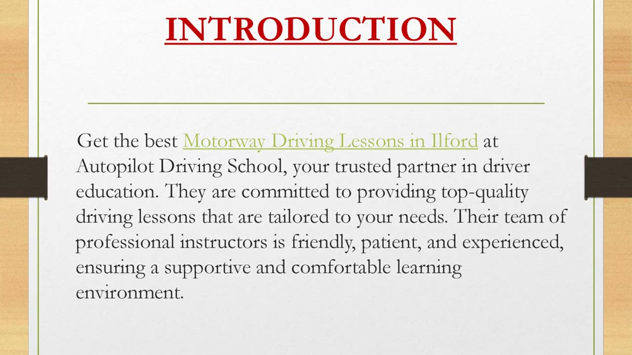 Motorway Driving Lessons in Ilford