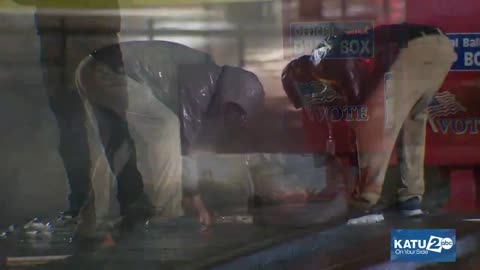 Ballot drop boxes with completed votes have just been set on fire