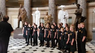 Childrens choir stopped mid performance while singing national anthem at u.s. capitol.