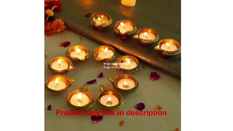 TIED RIBBONS Kuber Diya Brass Set of 12 | Diwali Diya for Pooja