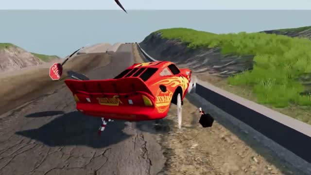 Lightning Mcqueen vs Big Spiderman Mcqueen vs DOWN OF DEATH in BeamNG.drive