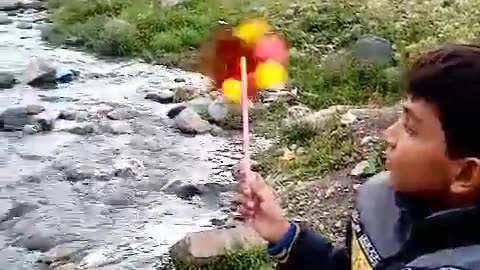 Wao so nice boy is enjoying in water in naran kaghan