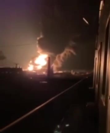 The fire at the oil depot near Vasilkovo