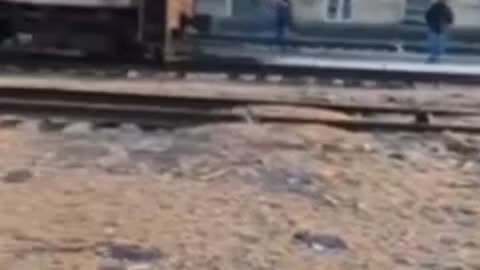 The aftermath of the blast at the train station in Sloviansk.