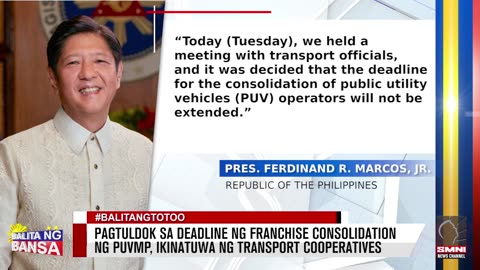 Pagtuldok sa deadline ng franchise consolidation ng PUVMP, ikinatuwa ng transport cooperatives