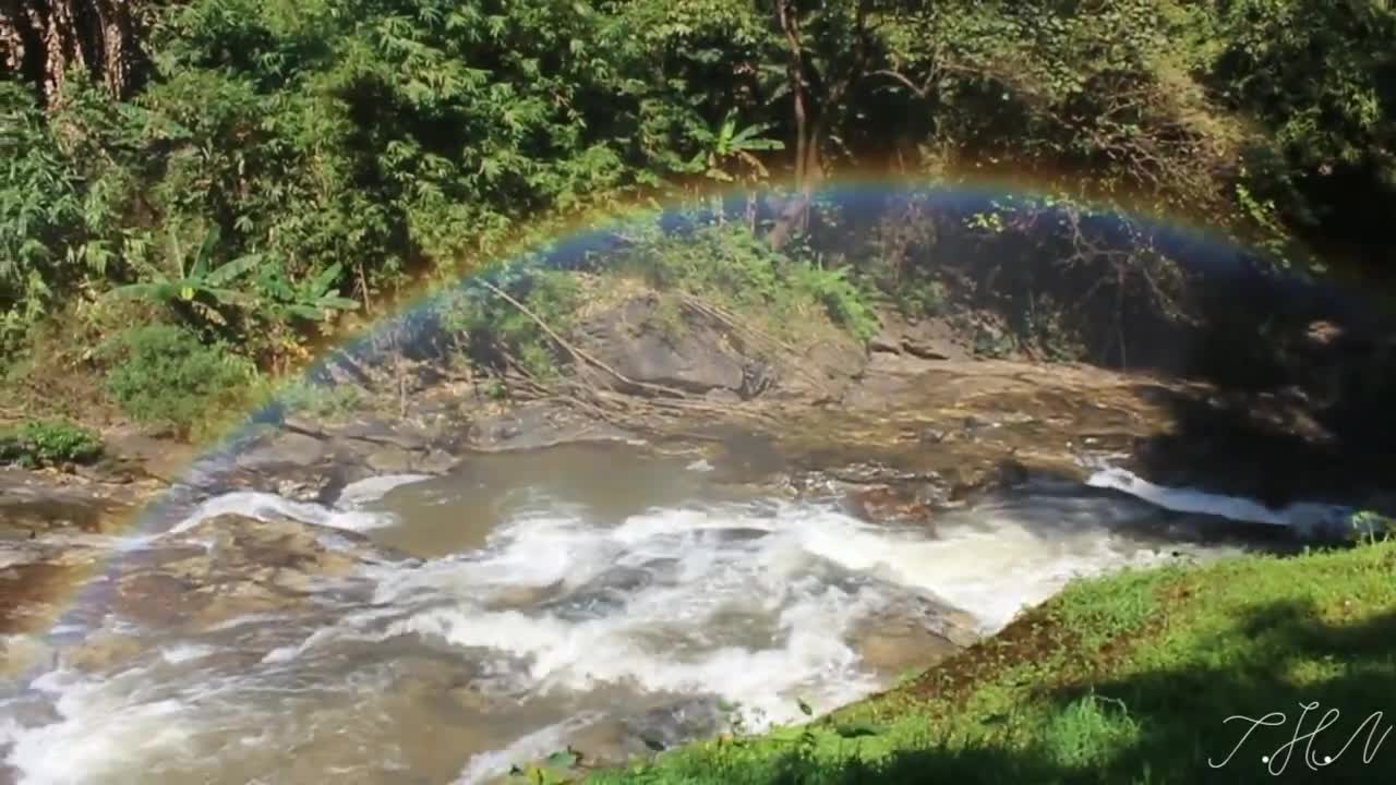 Water falling with Rainbow