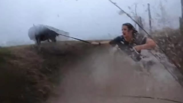 Terrified Couple Flees Their RV and Leaps Into Water Filled Ditch After Life Threatening Tornado