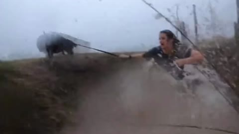 Terrified Couple Flees Their RV and Leaps Into Water Filled Ditch After Life Threatening Tornado