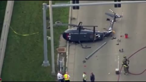 Helicopter crash on the street in Chicago