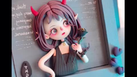 Little Devil girl#tiktok #foryou #clay #claytutorial #handmade #doll (2)