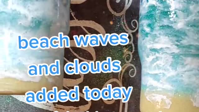 Beach waves and clouds added