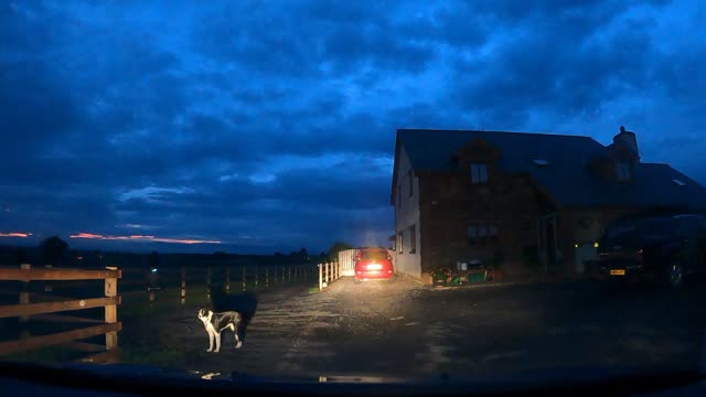 Driving back into the campsite at night