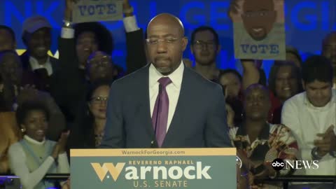 Warnock delivers remarks after projected win in Georgia