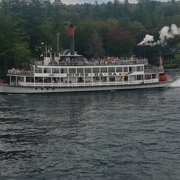 Steam boat cruise passing by lake george