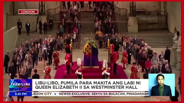 Libu-libo, pumila para makita ang labi ni QueenElizabeth Il saWestminster Hall