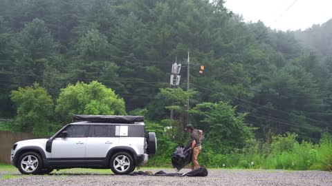 ☔ Is It Rain That You Live In_ ⭐ Five-star Camping In the Heavy Rain _ Land Rover Defender _ ASMR