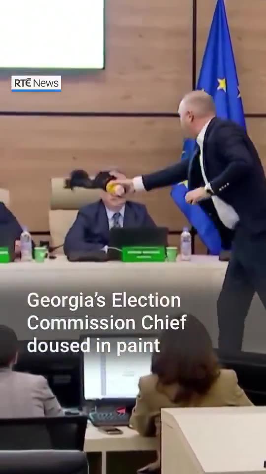 Someone doused paint on Georgian Election Comissioner