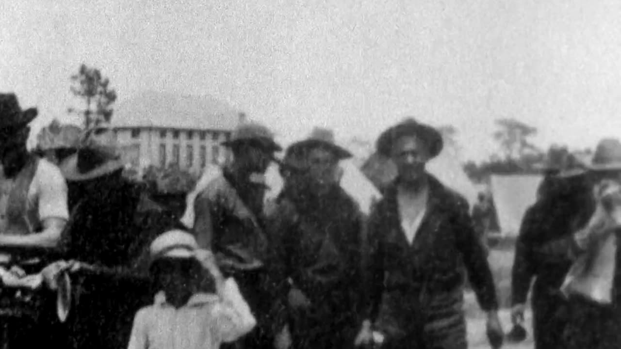 Soldiers Washing Dishes (1898 Original Black & White Film)