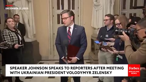 Speaker Johnson Slams Biden Ukraine Request After Zelensky Meeting, Demands Border Bill