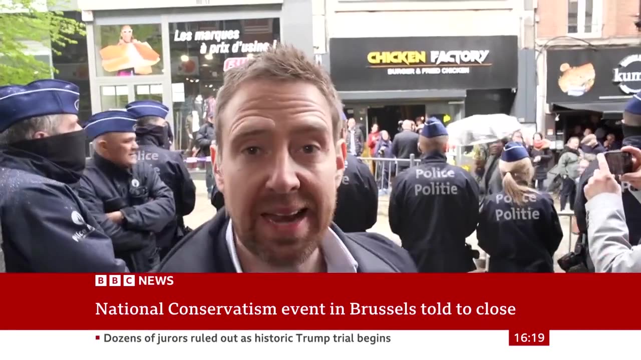 Right-wing event in Brussels told to shutdown by police | BBC News