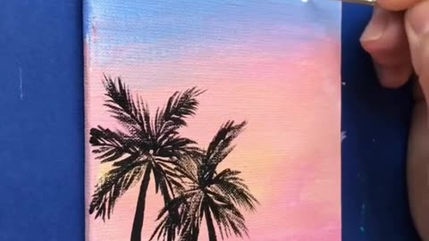 Palm Tree 🌴🌴 Acrylic Painting on Mini Canvas