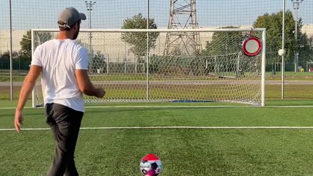 My MOST PRECISE soccer trick shot w- Trickshotdav #Shorts