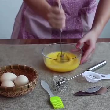 Kitchen Stainless Steel Semi-automatic Egg Beater Whisk Mixer