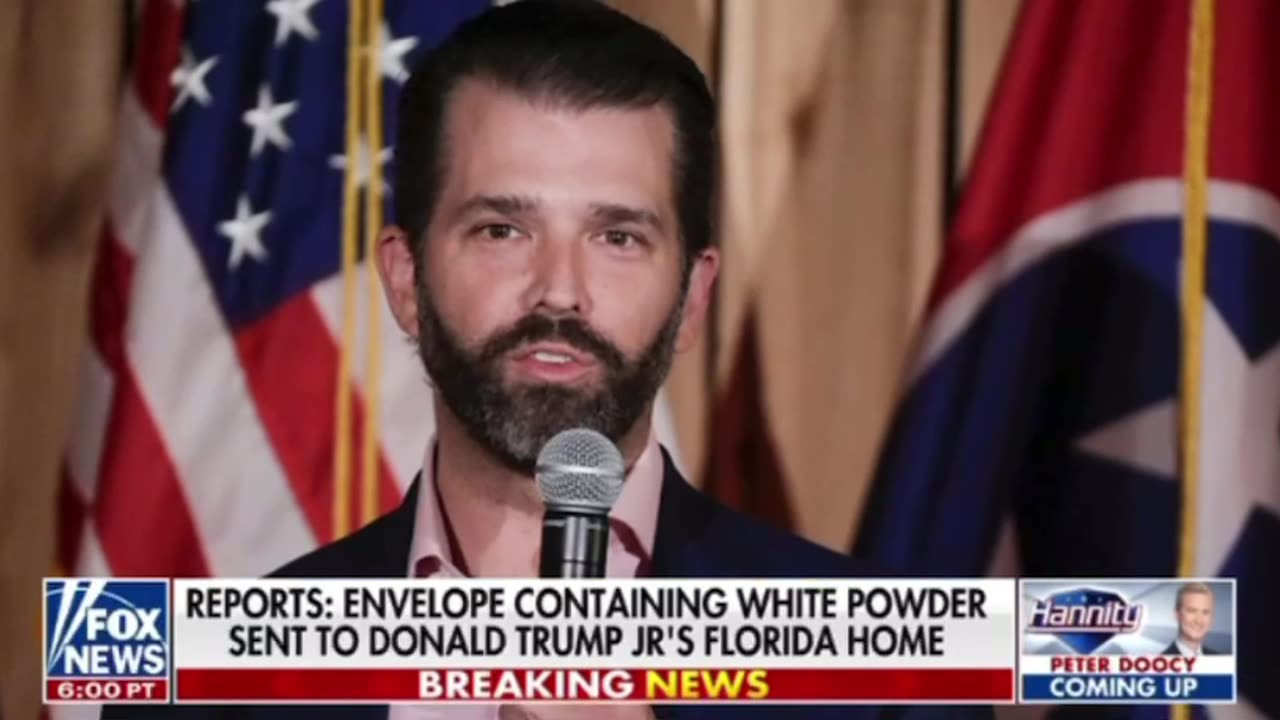 Envelope containing WHITE POWDER sent to Donald Trump Jr’s Florida home