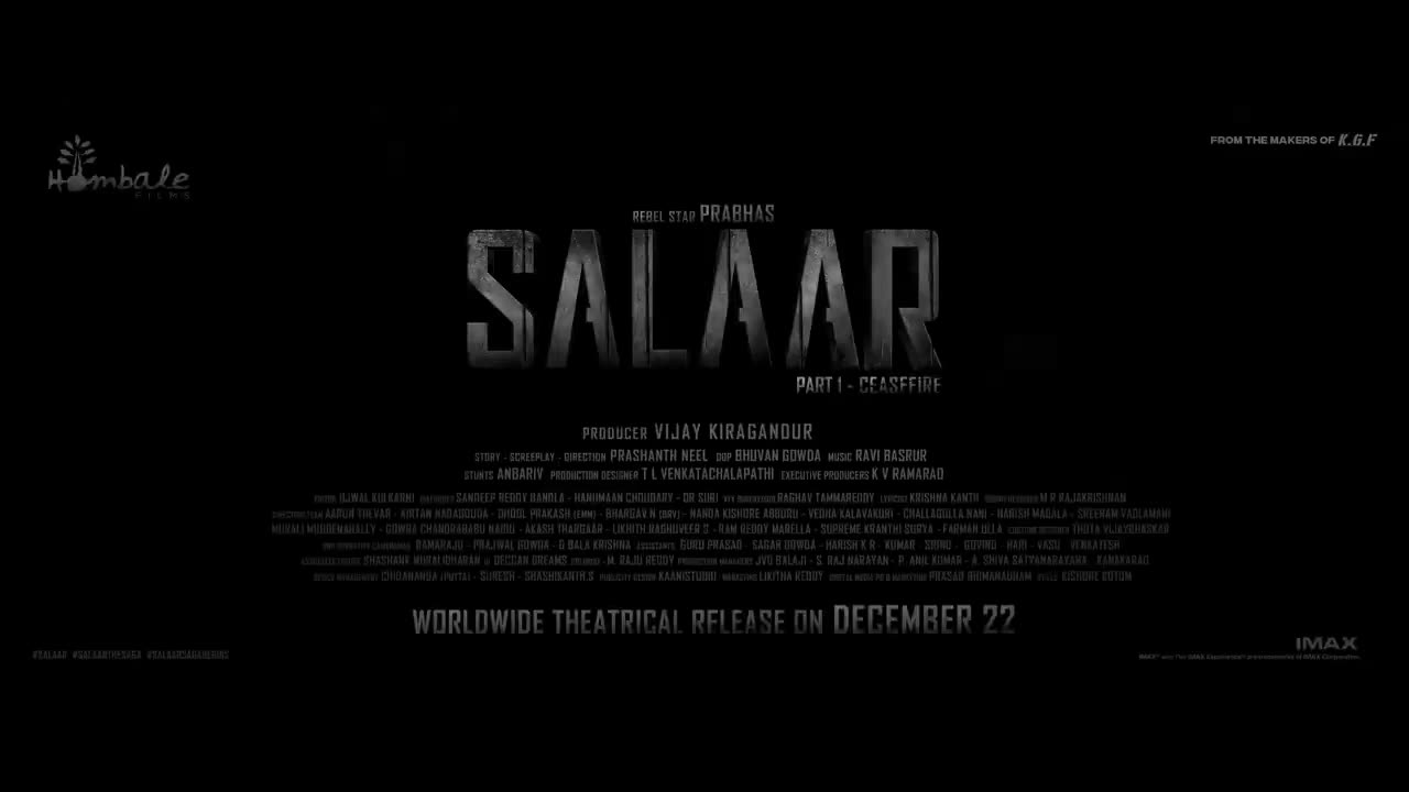 Salaar Release Trailer-Hindi | Prabhas | Parasnath Neel | Prithviraj | Shruti