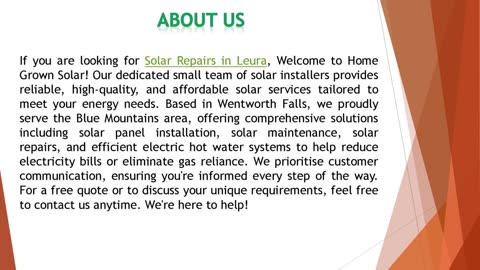 If you are looking for Solar Repairs in Leura