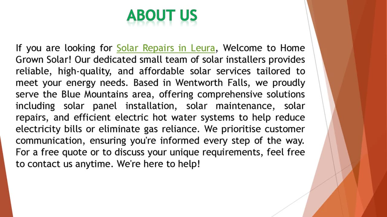 If you are looking for Solar Repairs in Leura