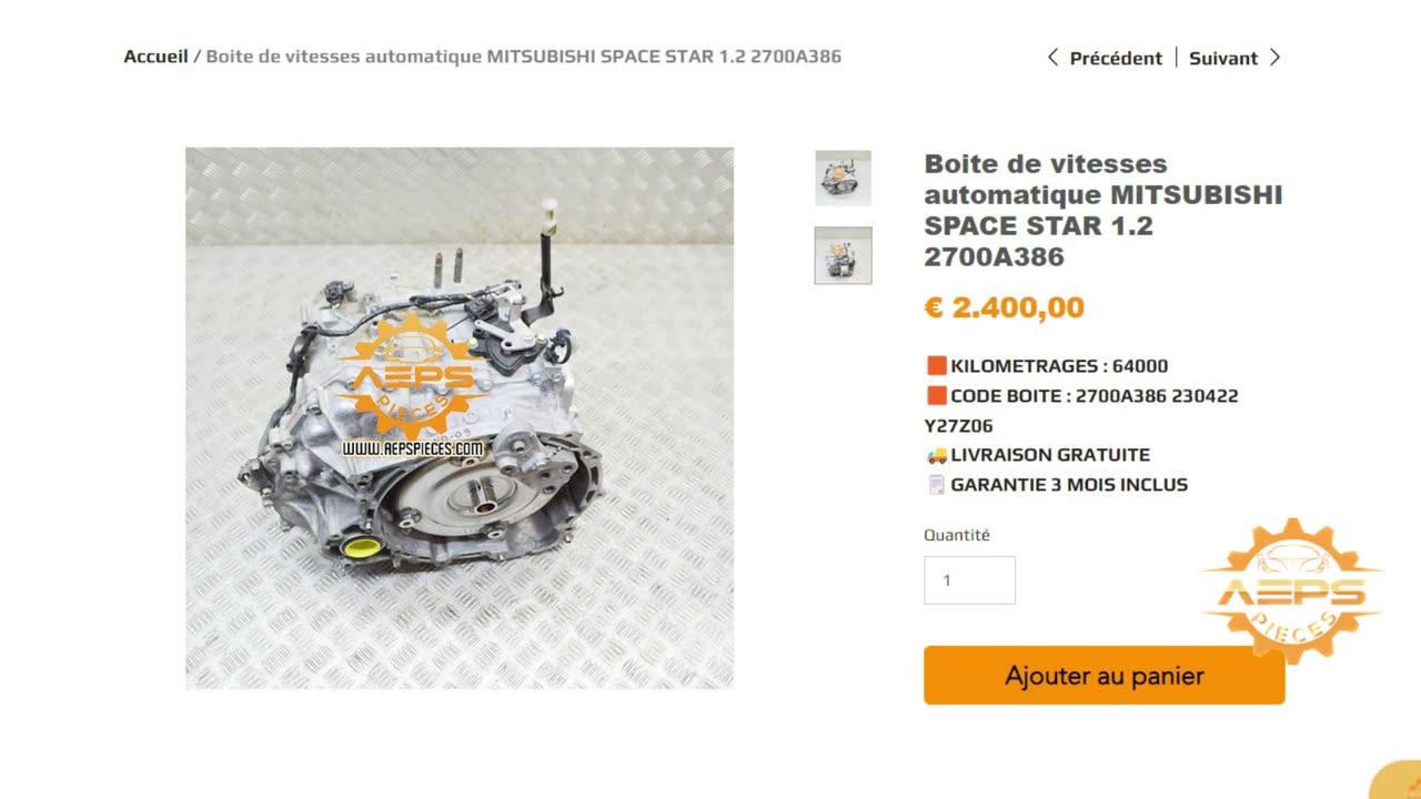 AEPSPIECES.COM - Boite de vitesses automatique MITSUBISHI SPACE STAR 1.2 2700A386