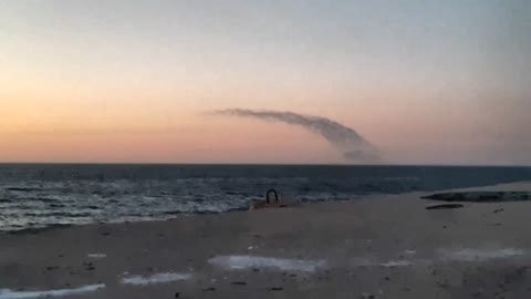 Evening launch of 3M-14 cruise missiles of the Kalibr-NK complex from a Project 21631 small rocket ship