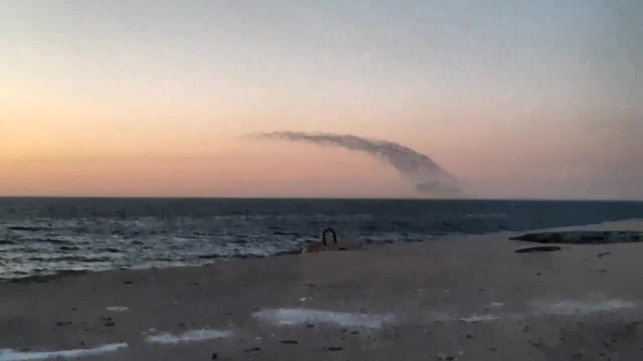 Evening launch of 3M-14 cruise missiles of the Kalibr-NK complex from a Project 21631 small rocket ship