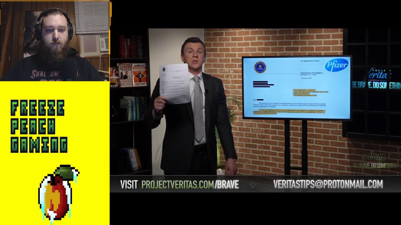 PROJECT VERITAS requests docs between FBI and PFIZER. DOJ REFUSES! | Freeze Peach Gaming