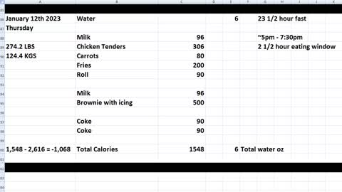 Daily Calorie Count: January 12th