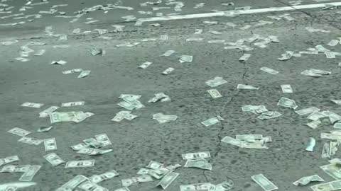 Armored truck scatters cash on California freeway! People scoop it up!